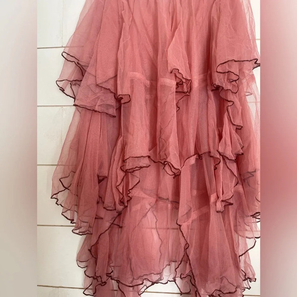 Y2K FP ONE Free People Net Godet Half Slip Midi SKIRTM/LPink Sheer Tulle Ruffled - Picture 5 of 16